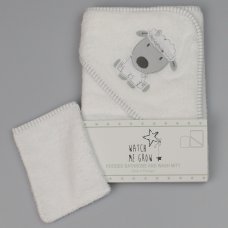 WF1684: Baby Sheep  Hooded Towel/Robe & Wash Mitt Set